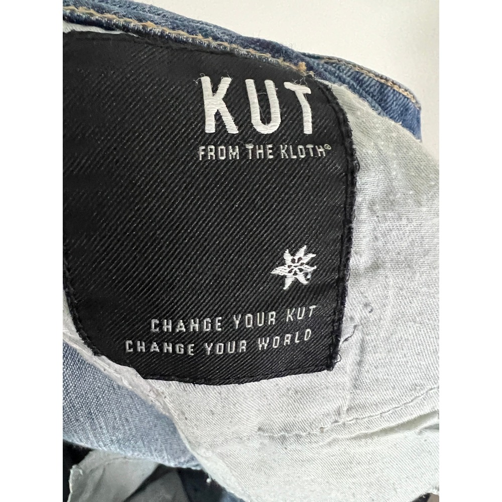 KUT from the Kloth Distressed Raw Hem Straight Leg Jeans Blue Size 4 KP0937MA4 - Picture 6 of 11